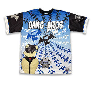 Custom Bang Bros Men's Shirt Blue Jersey Large X-rated 3 Your Girlfriend Love Us
